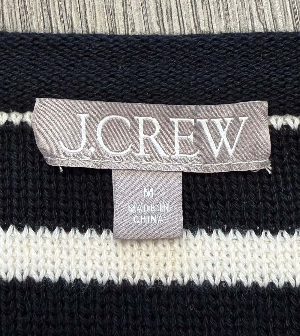 J.Crew Emilie Sweater Lady Jacket Black Ivory Stripe Gold Buttons M - Picture 3 of 9